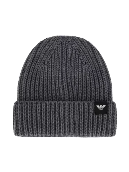 Czapka Emporio Armani wełniana w paski szara