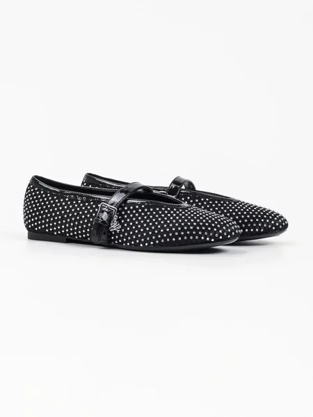 Karl Lagerfeld balerini din piele Karo negru