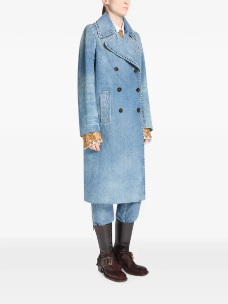 Dvouřadý kabát Dries Van Noten modrý