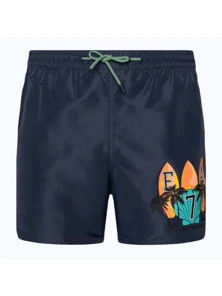 Plavecké kraťasy pánske Emporio Armani Water Reactive Monogram Boxer blu navy tmavo modrá