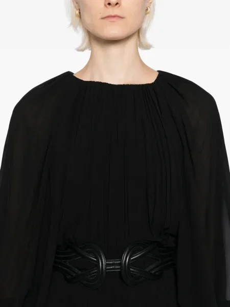 Rochie maxi Saiid Kobeisy plisată de costum negru