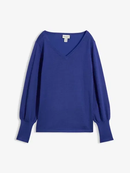 Sweter z cienkiej dzianiny z wiskozą niebieski