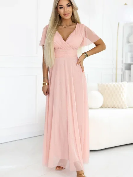 Rochie maxi Numoco Basic roz