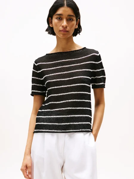 TOMMY HILFIGER Pulover negru alb