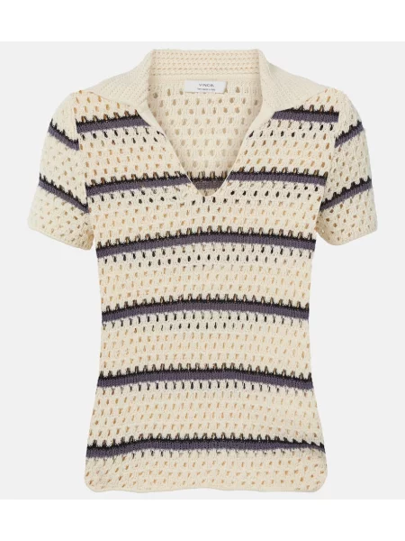 Pulover Vince cu dungi bej