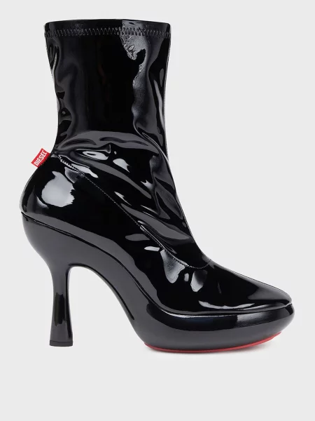 Стрейчевые ботильоны Diesel на платформе черные