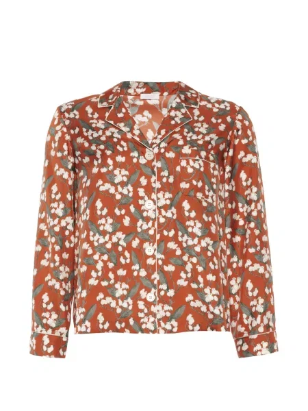 Cămașă Eres de mătase cu model floral cu imagine portocaliu