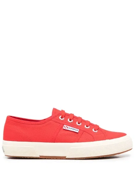 Sneakerși Superga cu șireturi din dantelă roșu