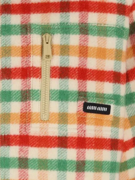 Geacă Miu Miu din fleece în carouri