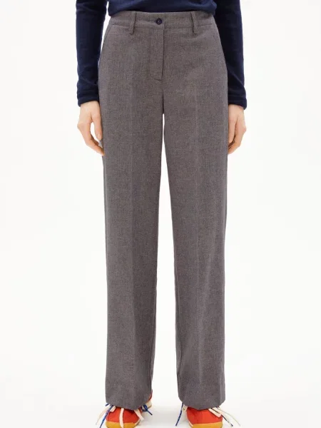 ARMEDANGELS spodnie materiałowe Leandraa Handaas Kobiety niebieski|beżowy wypukły wzór tkaniny S beżowe