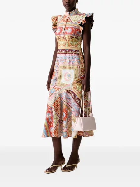 Rochie midi Never Fully Dressed cu imagine portocaliu