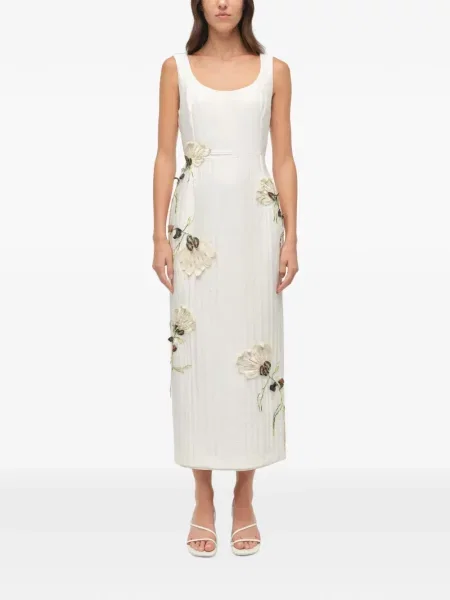 Rochie midi Simkhai cu model floral din jacard alb