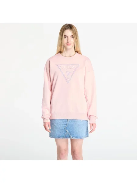 Суитшърт GUESS Ls Triangle Glitter Sweatshirt Pink M розово