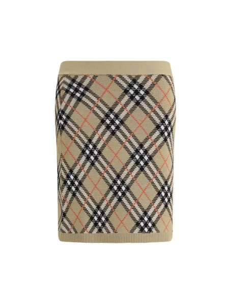 Spódnica Burberry wełniana w kratę beżowa