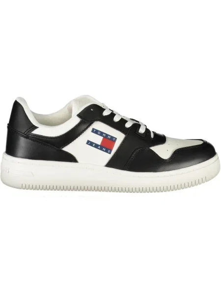 Кожени маратонки Tommy Jeans TJW RETRO BASKET ESS черно бяло