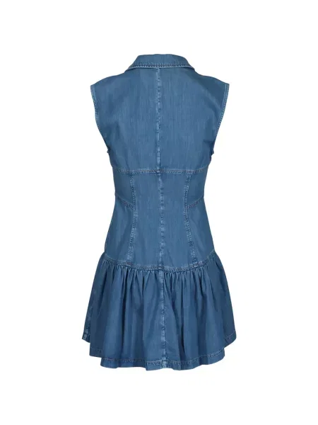 Rochie mini Frame fără mâneci cu volane albastru
