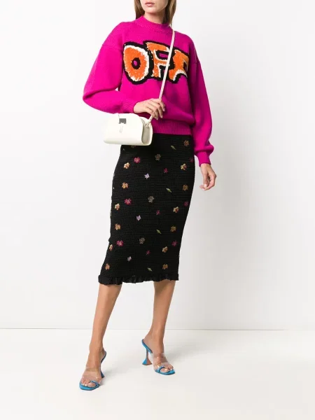 Siuvinėtas sijonas Off-white balta