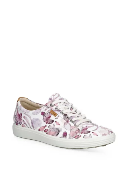 Sneakerși Ecco din piele cu model floral cu imagine alb