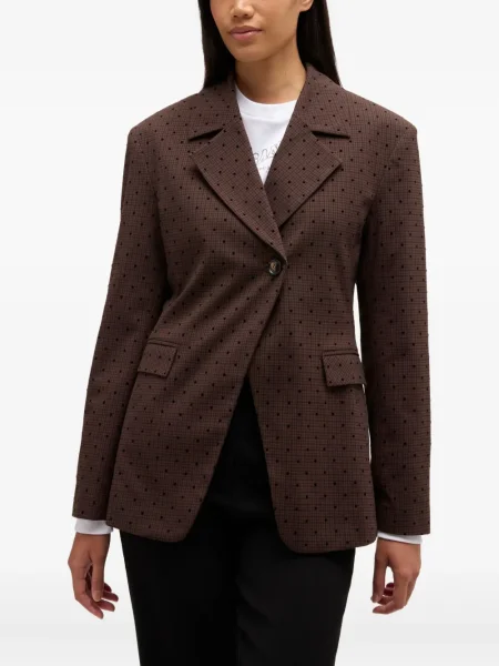 Marynarka Ganni w grochy jednorzędowa brązowa