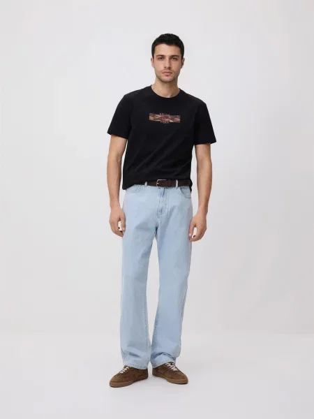 Reserved Футболка regular fit з мерсеризованої чорний
