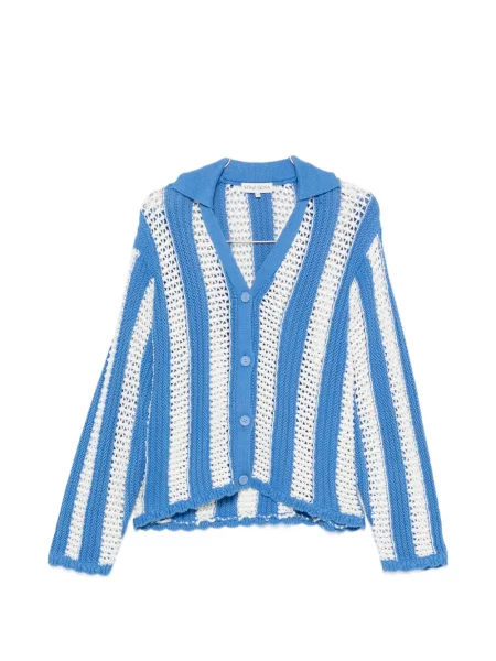 Cardigan Stine Goya cu dungi tricotate albastru
