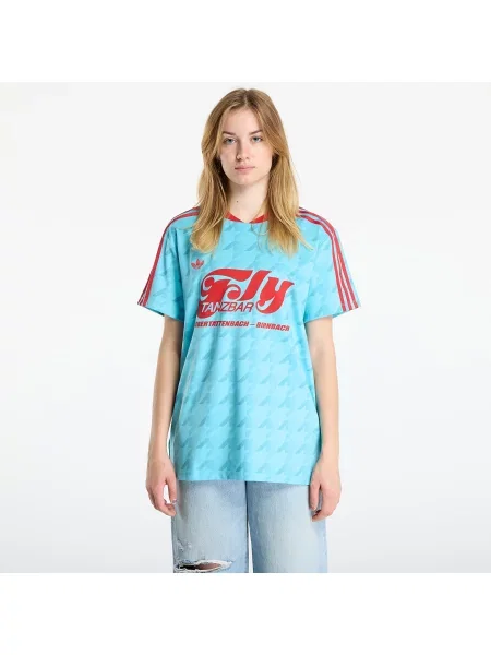 Тениска Adidas Originals с принт от джърси синьо