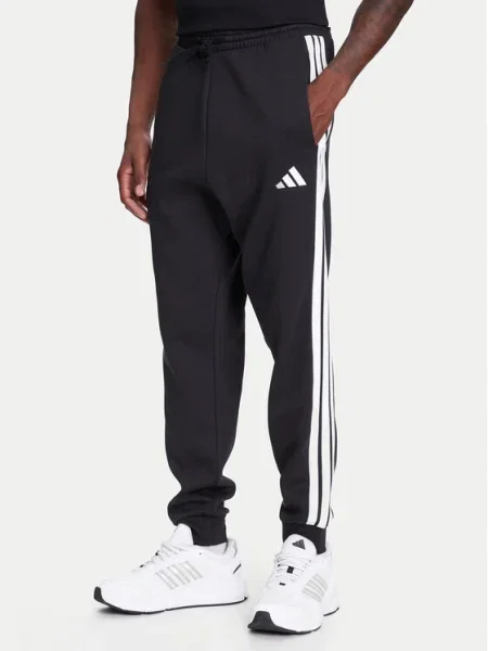 Csíkos fleece jogger Adidas Sportswear fekete