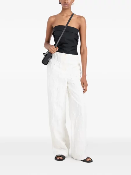 Pantaloni Proenza Schouler White Label din jacard alb