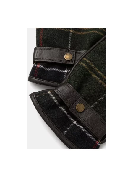 Rękawiczki z wełny z rzemiennym paskiem Barbour zielone