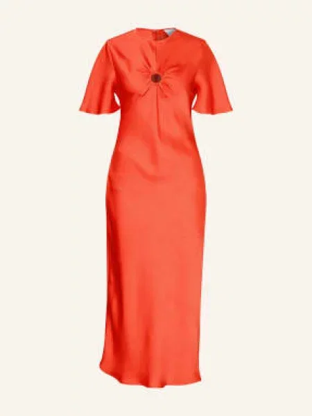 Claudie Pierlot Satyna Sukienka Z Wycięciem orange czerwona