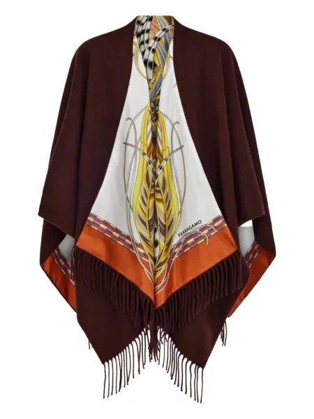 Poncho Ferragamo cu franjuri maro