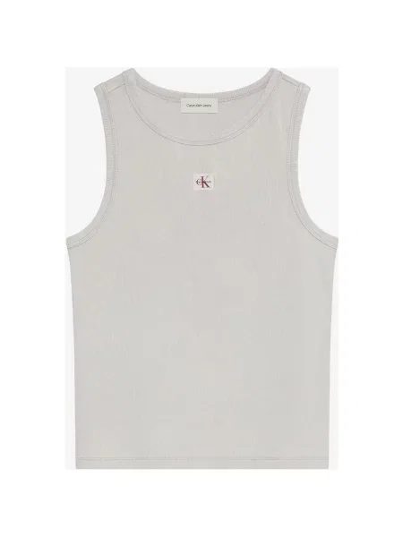 Koszulka bez rękawów Calvin Klein Woven Label kremowy XS biały