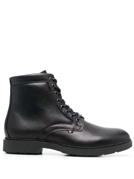 Botine Tommy Hilfiger cu șireturi din piele negru