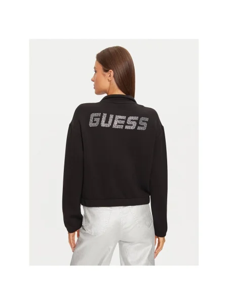 GUESS Tepláková bunda CECILIA / strieborná čierna