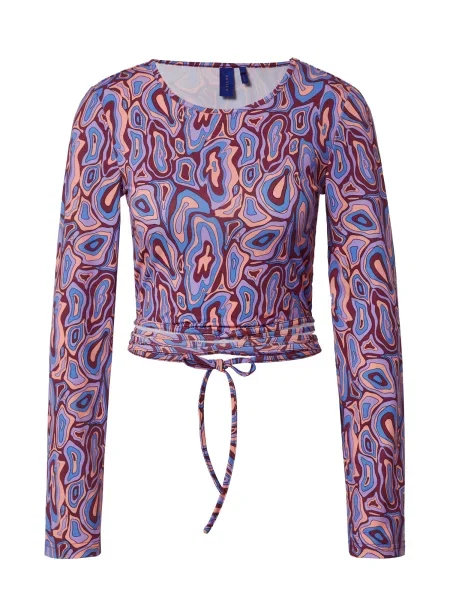 Résumé Blúzka NEVEDARS burgundská svetlomodrá / ružová fialová