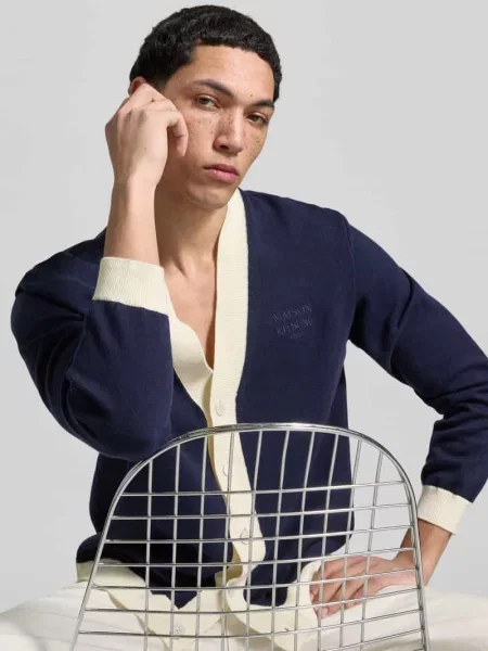 Kardigan z czystej bawełny Maison Kitsune granatowy