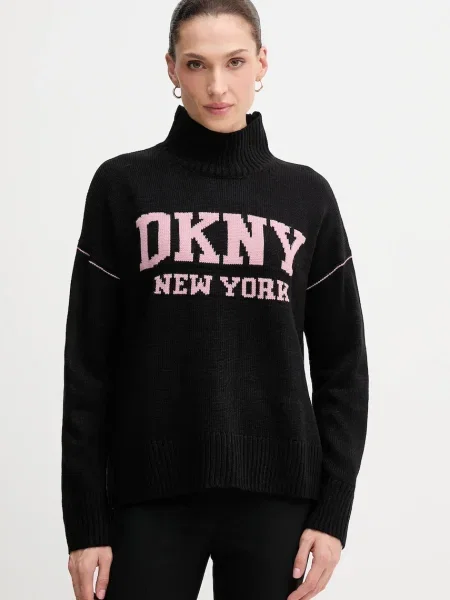Пуловер Dkny с ниско поло черно