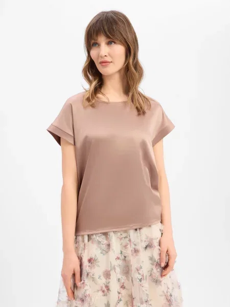 T-shirt z okrągłym dekoltem model Taila' Joop! brązowa