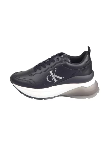 Sneakersy Calvin Klein skórzane na koturnie czarne