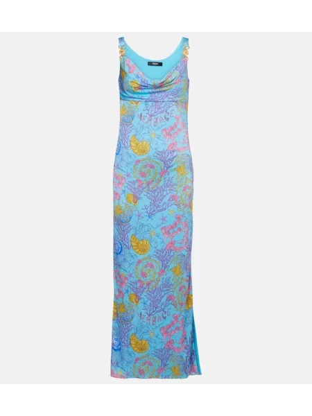 Rochie Versace din jerseu drapată albastru