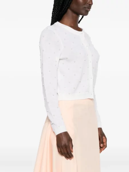 Cardigan Alice + Olivia cu perle alb
