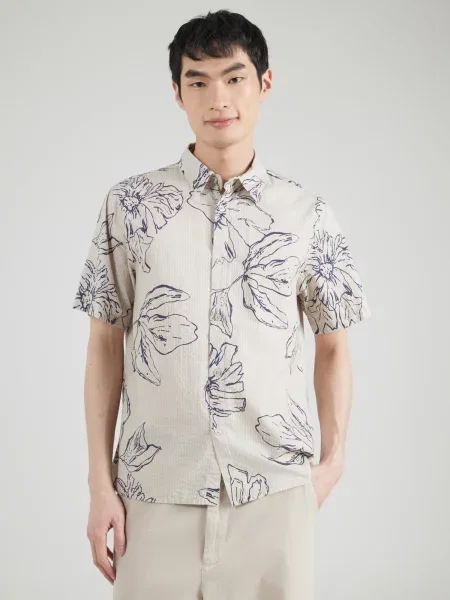 INDICODE JEANS Cămașă INGarden bleumarin / piatră gri