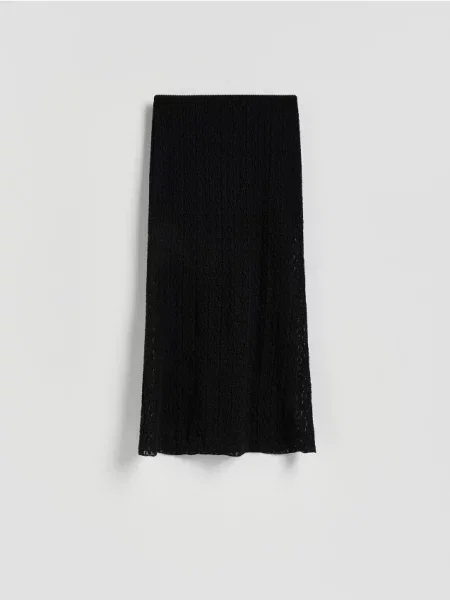 Reserved Koronkowa spódnica maxi czarny