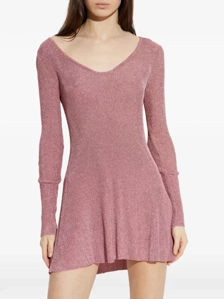 Rochie mini Diesel cu decolteu în V lungă de costum roz