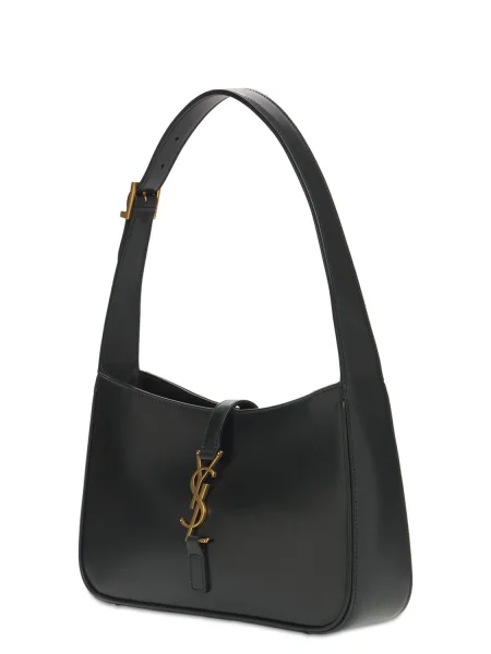 Kožená hobo kabelka Saint Laurent čierna