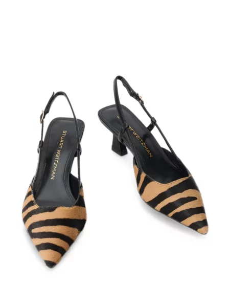 Pantofi cu toc Stuart Weitzman cu imagine slingback cu model zebră maro
