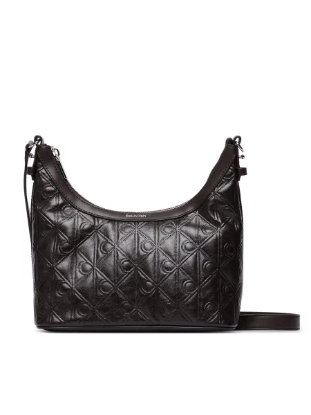 Calvin Klein Rankinė Emblem Aop Debossed Shoulder Bag ruda