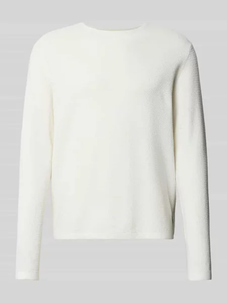 Sweter z dzianiny z okrągłym dekoltem model ‘GEORGE’ Jack & Jones biały