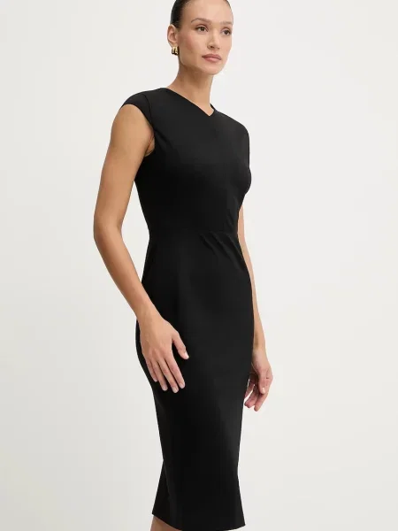 BOSS rochie midi drept negru