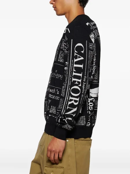 Pulover Palm Angels cu imagine cu decolteu în U negru